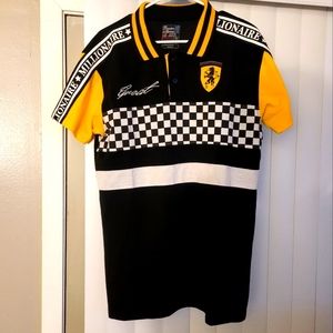 Beeker Mercer Black/White/Yellow Checkered 'Millionaire' Polo